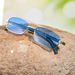 Small Square Metal Frame Sunglasses – Wood Grain Legs, Punk Style & Double Beam Design (Unisex)_viptrois.com