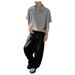 Men's Summer Shirt Short Sleeves Old Money Style Textured Wheat Ear Pattern Retro Knitted Top Breathable Polyester_viptrois.com