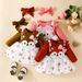 Babies' clothes baby girl long-sleeved fox embroidered false strap mesh dress girls spring and autumn bowknot printed skirt_viptrois.com