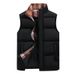 Men's Winter Vest With Stand Collar, Thickened Warm Sleeveless Jacket, Solid Color Casual Layering Piece For Big & Tall (Black/White/Purple/Red)_viptrois.com