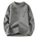 Men's Crew Neck Pullover Long Sleeve Ripped Sweater Trendy Men's Casual Warm Knitted Sweater_viptrois.com