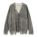 Oversized Knit Sweater – Unisex Distressed Graphic Pullover With Luxe Faux Fur Texture"_viptrois.com