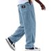 Men's Style Casual Striped Corduroy Trousers Loose Straight Leg Simple Trendy Style_viptrois.com