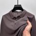 Men’s ClothingSummer Ice Silk Thin Breathable Men's Short Sleeved Shirt Business Casual Lapel T Shirt Solid Color Simple All Match Top Trend_viptrois.com
