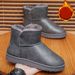 SHLIANG Winter Snow Boots Men High Top Fluffy Boots High Quality Waterproof Leather Boots Fashion Outdoor Men Non-Slip Ankle Boots X0079_viptrois.com