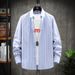 Men's Slim-Fit Striped Shirt – Korean Style Long Sleeve Casual Top (M-5XL, Breathable Cotton Blend)_viptrois.com