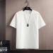 Men's Ice Silk Striped T-Shirt Short-Sleeved Lightweight Trendy Textured Top For Summer Five Quarter Sleeve New_viptrois.com