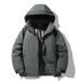 Men's Clothing Oversized Winter Coat, Trendy Thickened Polyester Puffer Jacket With Detachable Hood, Fashionable Zip-Up Parka In Black, White_viptrois.com