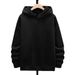 Men's Clothing Black Solid Color Men's Hooded Sweatshirt Long Sleeve Street Simple Casual Shirt New Style Tops All Match_viptrois.com