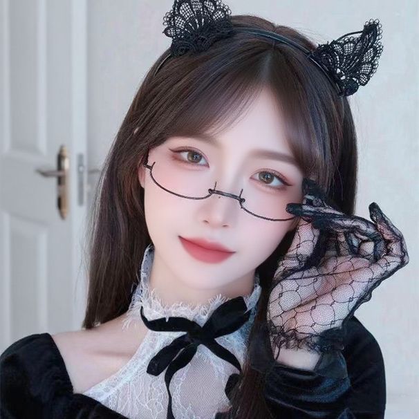 Internet Celebrity For Women Cute Decorative Lady Pure Desire Style Half Frame Glasses Without Lenses_viptrois.com