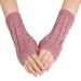 Unisex Fingerless Wool Gloves - Knitted Half-Finger Design, Warm & Soft For Men & Women (Large & Small Twisted Style, Winter Comfort)_viptrois.com