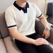 Men's Summer Short-Sleeve Knit Shirt – Slim Fit Striped Polo With Embroidered Collar_viptrois.com