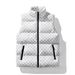 Men's Quilted Sleeveless Vest With Zip Pockets Warm Winter Padded Jacket For Spring, Slim Fit Stand Collar,Cotton Blend Fabric (Black/White/Pink)_viptrois.com