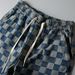 Men's Clothing Washed Denim Shorts Youth Trendy Mid Length Pants Loose Beach Plaid Shorts Men_viptrois.com
