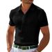 Men's Clothing Summer POLO Shirt Button Waffle Men's T Shirt Sports Polo Shirt_viptrois.com