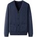 Men's Velvet V-Neck Sweater Coat – Winter Warm Fleece-Lined Jacket, Oversized Casual Blazer With Relaxed Fit (Light Gray/Dark Gray_viptrois.com