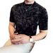 Wholesale Distribution Men's Short-sleeved T-shirt Pleated Golden Velvet Craft Slim-fitting Semi-turtleneck Short-sleeved T-shirt Korean Version_viptrois.com