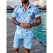 Men's Summer Hawaiian Vacation Shirt And Shorts Set 2 Pieces Cross Border Stock 3D Digital Print_viptrois.com
