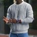 Men's Waffle Knit Sweater - Breathable Poly-Cotton Pullover With Relaxed Fit (Black/Beige/White/Gray/Blue, S-XXXL)_viptrois.com