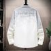Men's Clothing Denim Jacket Men's Green Personality Large Letter Printing Teenagers Middle School Students Jacket_viptrois.com