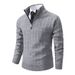 Loom Foreign Trade Autumn Winter New European And American Half-Zip Stand Collar Pullover Sweater Men's Business Striped_viptrois.com