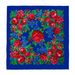 Russian Style Square Scarf - Ethnic Printed Silk Shawl (Gold Trim, Sun Protection, Travel & Head Wrap)_viptrois.com