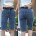 Men's Trendy Six-Pocket Denim Summer Outdoor Thin Versatile Mid-Length Cargo Shorts Loose Elastic 7_viptrois.com
