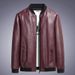 New Men's PU Leather Jacket Slim Fit Fashionable Stand Collar Zipper Casual Outerwear For Autumn (Black, Blue, Yellow) S-8XL_viptrois.com