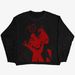 Unisex Dark Academia Sweater - Oversized Corduroy Knit With Anime Print, Long Sleeve Crewneck, Polyester Blend (Black/Blue/Purple/White/Green)_viptrois.com