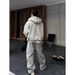 Men's Casual Hooded Sweatshirt With Double Zipper & Space Print – Oversized Streetwear Pullover, Soft Cotton Blend, Unisex Fashion (Gray, M-3XL)_viptrois.com