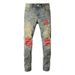 Men's Clothing American Street Denim Casual Trousers Men's Handsome Youth Blue Ripped Skinny Jeans 6552_viptrois.com