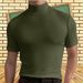 Solid Color Cotton Short Sleeve Top 2023 Spring And Autumn High Collar T-Shirt Men's Base Shirt Cross-Border Hot Sale_viptrois.com