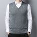 Autumn And Winter New Men's Wool Sweater Knitted Vest Vest Casual Middle Aged Solid Color V Neck Versatile Vest_viptrois.com