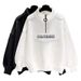 Men's Clothing Half turtleneck zipper sweatshirt men's spring and autumn style letter embroidery casual loose long sleeved top clothes all match_viptrois.com