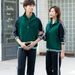 Unisex School Sportswear Set – Breathable Polyester Athletic Outfit For Teens (Long Sleeve Top + Joggers, Blue/Green, 120-190cm, B-Class Safety)_viptrois.com
