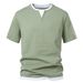 Monochrome Man- 2025 New Men's Solid Color Henley Neck Long Sleeve T-Shirt Spring Autumn Casual Base Shirt Cotton Breathable Comfortable_viptrois.com