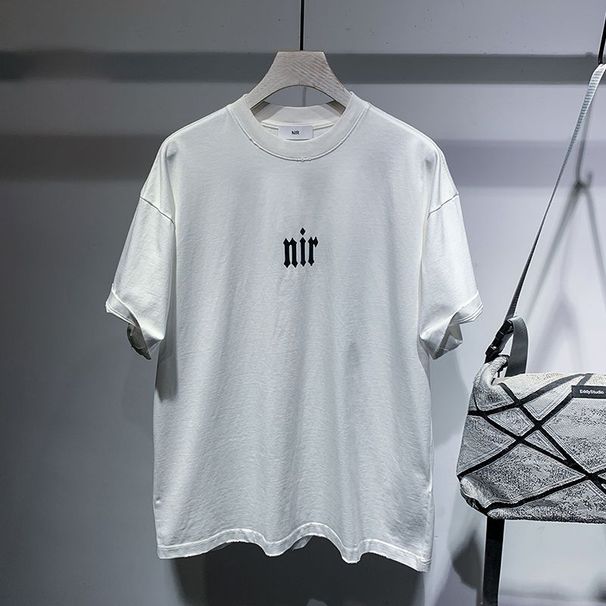2025 New Trendy Brand Fashion Simple Short-sleeved T-shirt Summer Men's Letter Printing Handsome Round Neck Pullover_viptrois.com