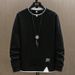 Men's Heavyweight Long-Sleeve Crewneck T-Shirt – Japanese-Inspired Relaxed Fit, Solid Color Basic Top For Casual & Layering (Black/White/Grey/Blue)_viptrois.com
