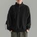 Japanese Retro Half-Zip Stand Collar Sweatshirt Men 2024 Spring Autumn New Fashion Trend Solid Color Casual Jacket Top_viptrois.com