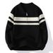 Men's Winter Fashion Lapel Zipper Sweater Striped Knitted Sweater_viptrois.com
