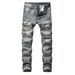 Men's Distressed Straight Fit Slim Jeans - Vintage Washed Denim Pants For Casual Streetwear_viptrois.com
