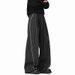 2026 New Old Money Style Striped Trousers Men's Trendy Brand Loose Wide-leg Drape Fishbone Line Splicing Casual Pants_viptrois.com