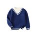 kid's clothing Preppy kids' sweater with fake collar and striped jumper over it_viptrois.com