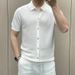 Men's Solid Color Polo Shirt Short Sleeve Light Luxury Knitted T-Shirt Spring High Quality Undershirt_viptrois.com