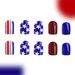 Short bright red and blue color matching color stripe independent day wear nail art American five-pointed star foreign trade nail art 24 pieces_viptrois.com