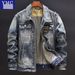 Men's Clothing Vintage Men's Denim Jacket – Retro Loose Fit Biker Style Coat, Light Blue, Comfortable Cotton Blend (Sizes M-4XL)_viptrois.com