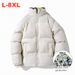 Men's Reversible Short Puffer Jacket With Stand Collar - Stylish Streetwear Bomber Coat For Winter (Black/Khaki/Gray)_viptrois.com