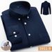 Men's Oxford Cotton Checkered Shirt, Slim Fit Long Sleeve Button-Up Shirt, Breathable Business Casual Plaid Shirt With Korean Style Tailoring_viptrois.com