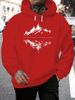 Men's Autumn And Winter Casual Fashionable Loose Hooded Sweatshirt With Mountain Reflection Pattern Printed Warm Long Sleeved Pullover_viptrois.com