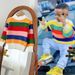 Mother & Kids Children's Rainbow Sweater Boys 2024 Autumn And Winter Baby Loose Lazy Top Girls Striped Knitted Pullover_viptrois.com